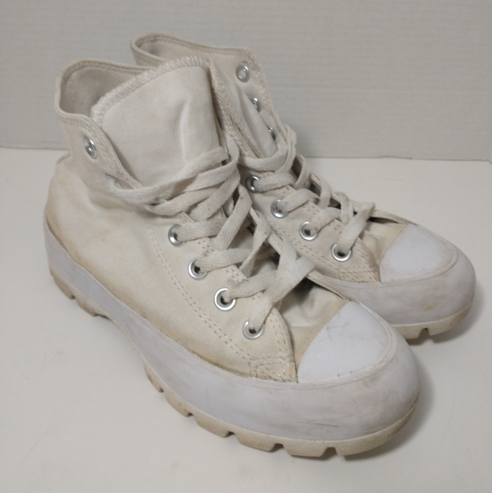 Converse All Stars White High‎ Top Platform Lug Sole Sneakers, Women's Size 6.5